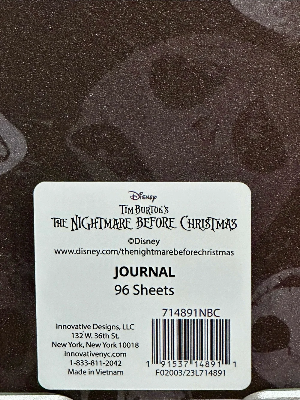 Disney The Nightmare Before Christmas Journal - Black